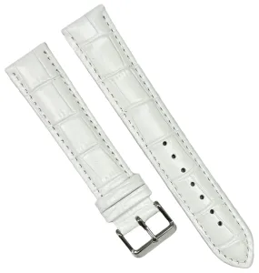 12-30mm, Genuine Leather, Alligator Grain, White Watch Band, Regular