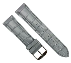 20-22mm New FKM Fluorine Rubber, Gray Watch Band with Alligator Grain