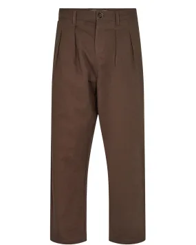 AKJAKOB COTTON PLEAT PANT - Chocolate Brown