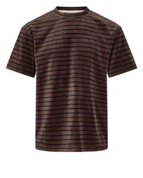 AKKIKKI VELVET STRIPE TEE - Chocolate Brown