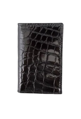 Alligator Gusseted Black Card Case