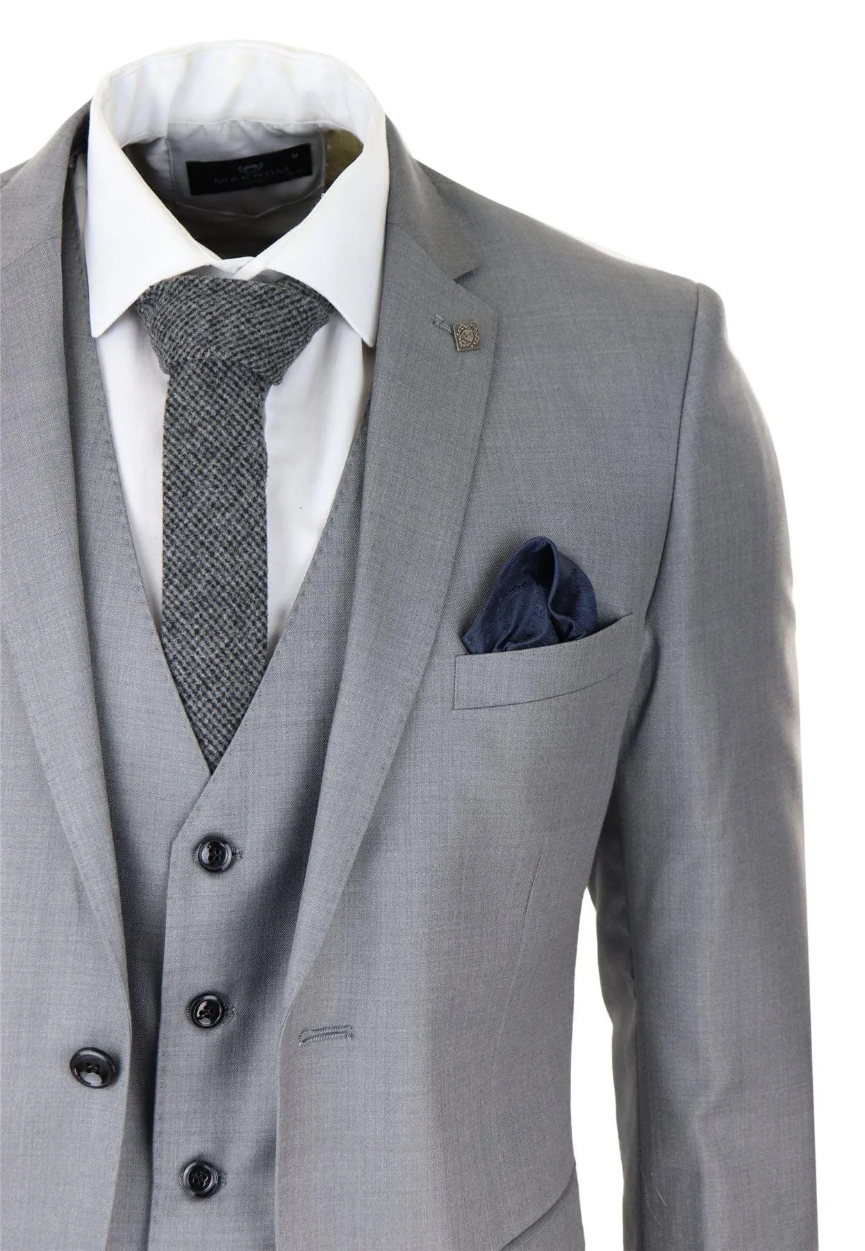 Charles - Men's Light Grey 3 Piece Suit Wedding Summer Prom Grooms