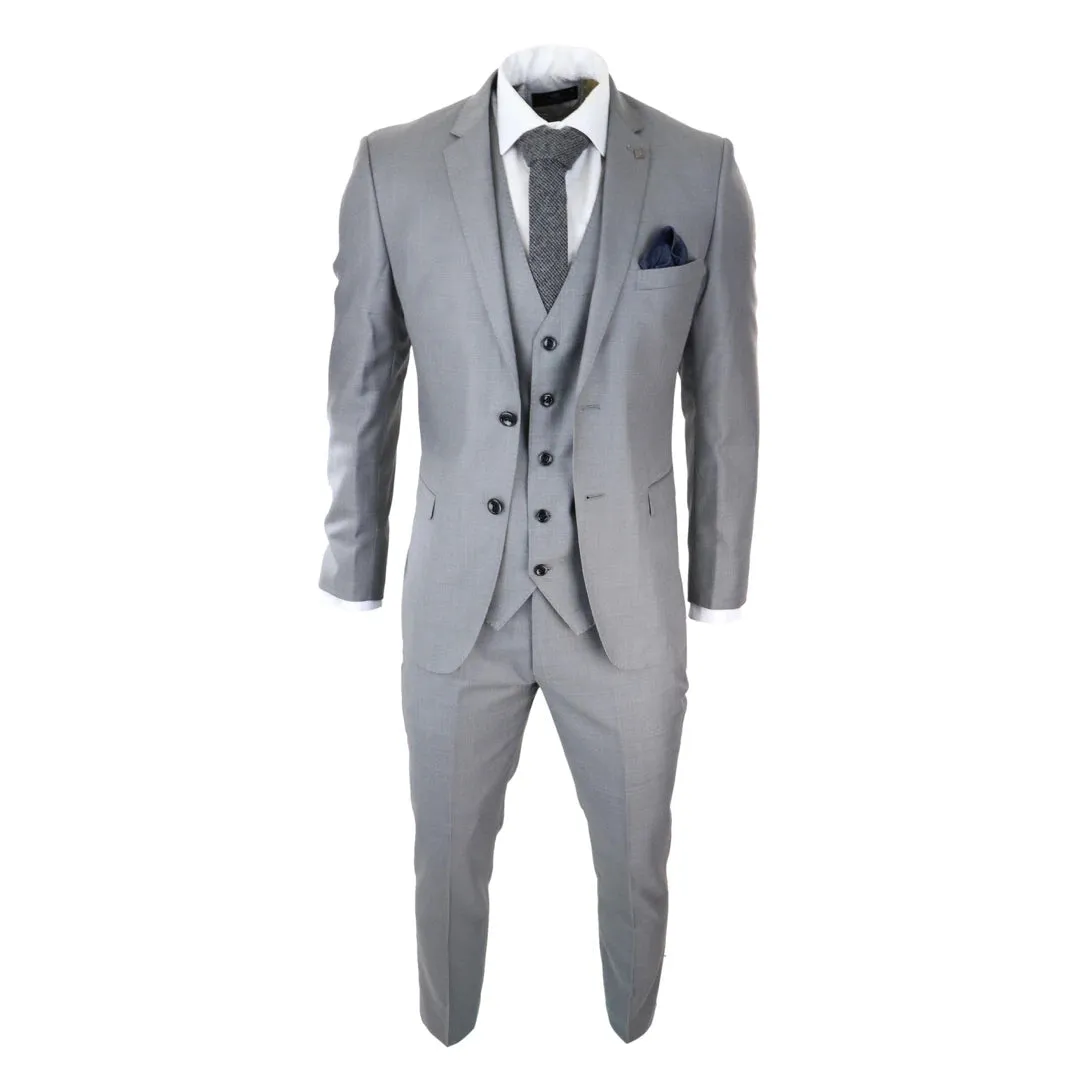 Charles - Men's Light Grey 3 Piece Suit Wedding Summer Prom Grooms