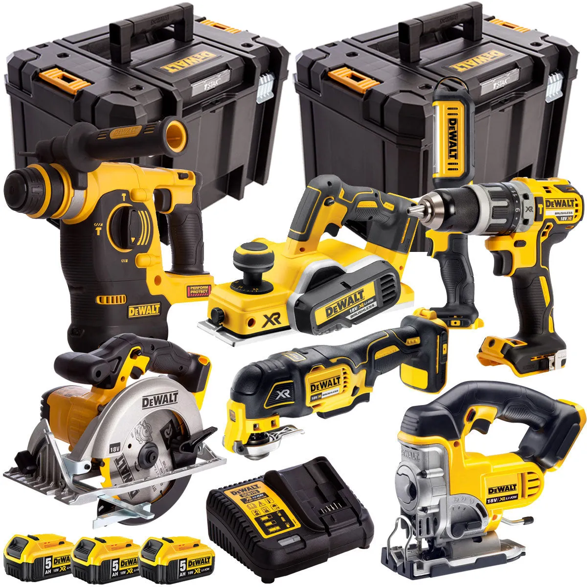 Dewalt 18V 7 Piece Power Tool Kit with 3 x 5.0Ah Batteries T4TKIT-438