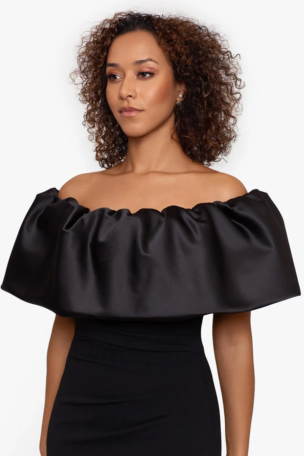 Long Off The Shoulder Lamor Scuba Crepe Gown