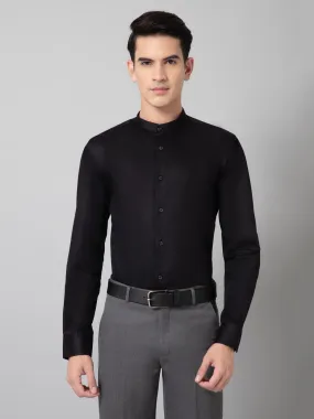 Men's Black Party Plain Satin Full Sleeve Shirt