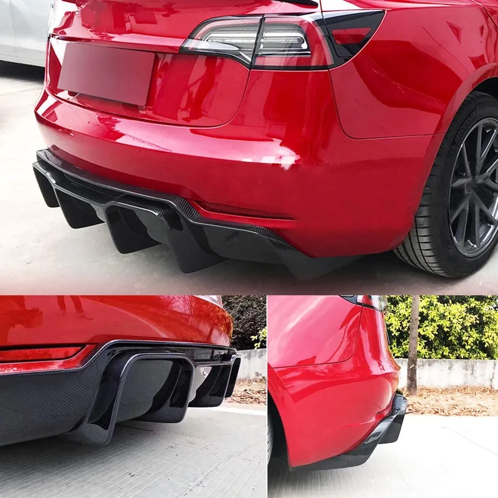 Model 3 Rear Diffuser Trunk Lip - Real Molded Carbon Fiber