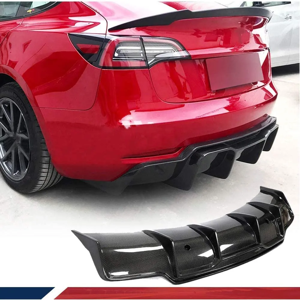 Model 3 Rear Diffuser Trunk Lip - Real Molded Carbon Fiber