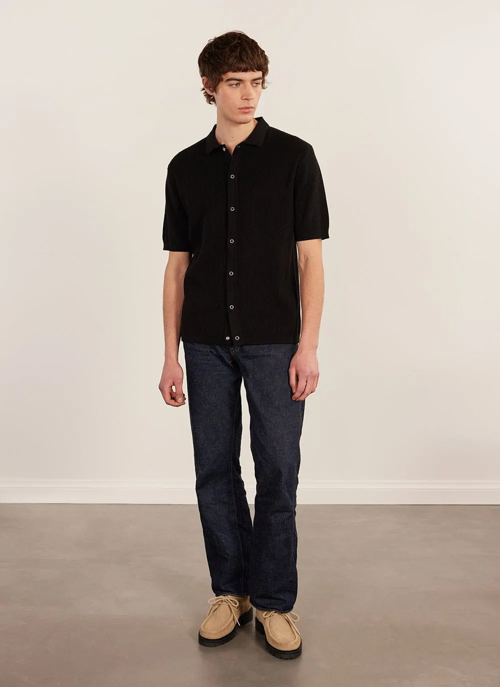 Pablo Cuban Shirt | Knitted Cotton | Black