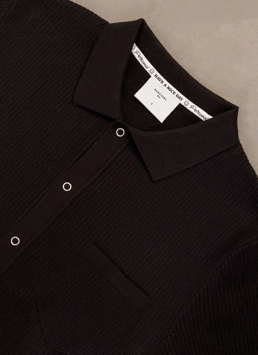 Pablo Cuban Shirt | Knitted Cotton | Black