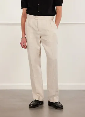 Pleated Tailored Trousers | Linen | Stone