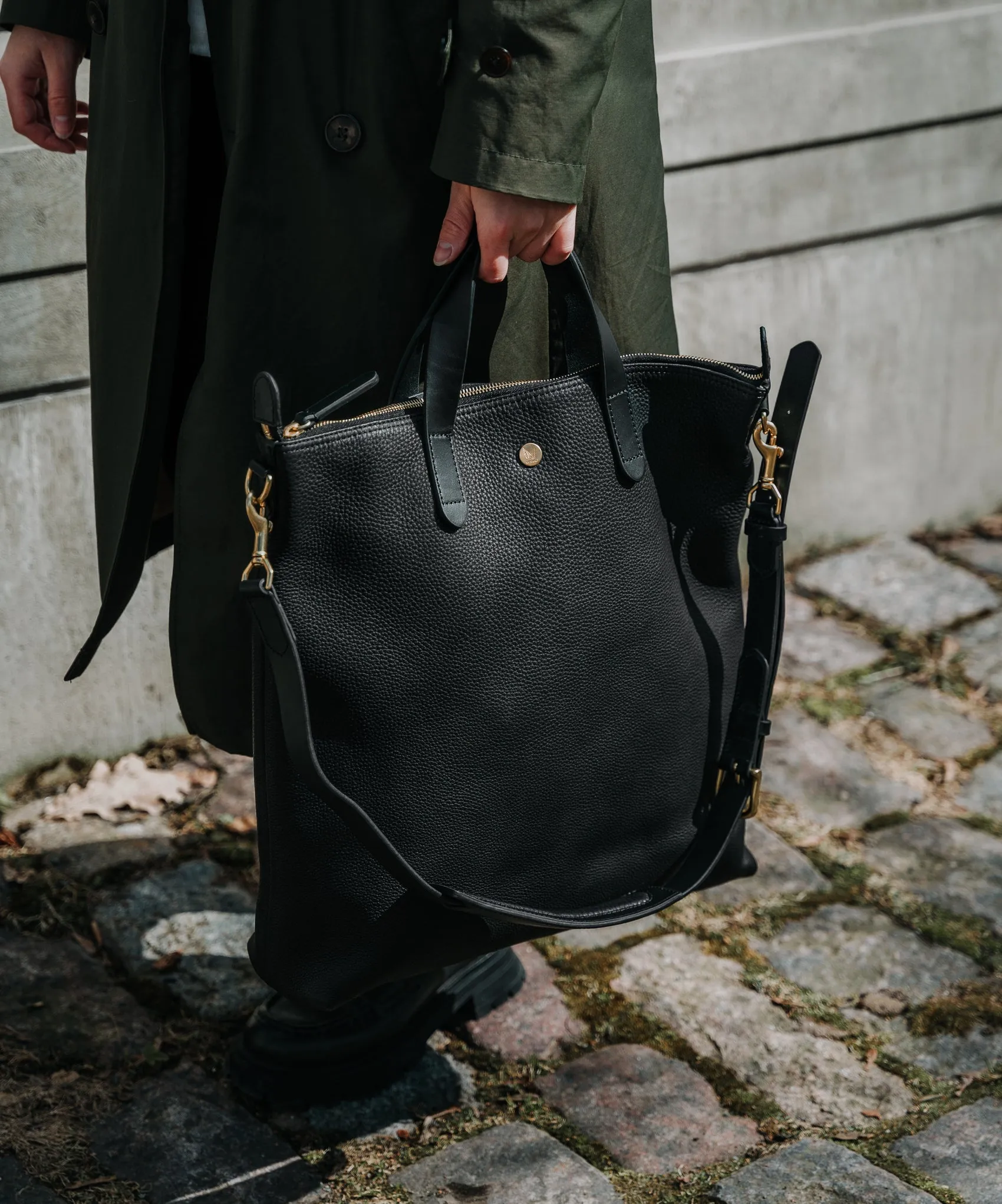 Shopper, Leather - Black/Black