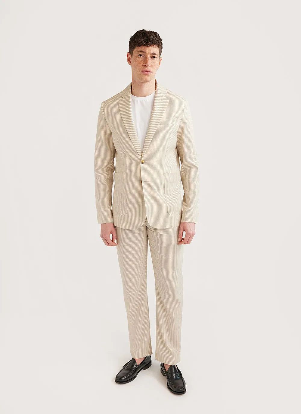 Stripe Tailored Blazer | Natural Stripe