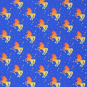 Unicorns Yellow Orange Printed Spandex | Blue Moon Fabrics